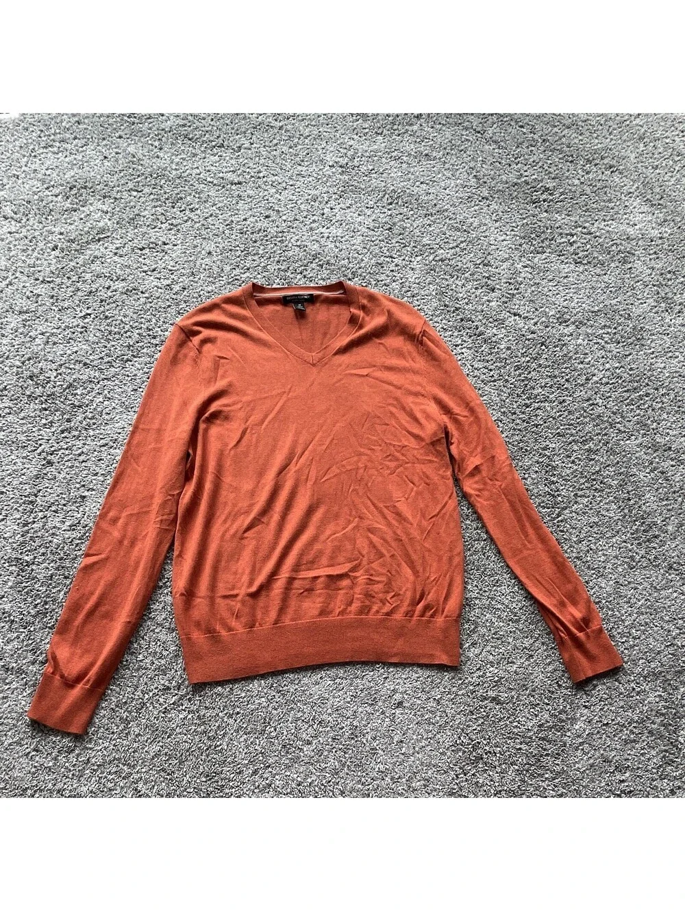 Banana Republic Orange Silk Cotton Cashmere Knit V-Neck Sweater Men’s M
